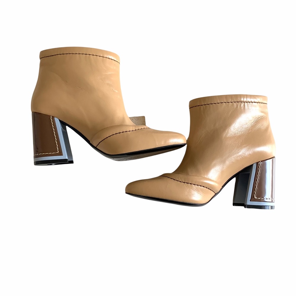 EUC MARNI Camel Leather Ankle Boots Semi-Pointed Block Heels Worn ONCE! SZ 37 EU - Picture 10 of 16